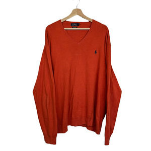 Polo Ralph Lauren Men's XXL 2XL Pima Cotton V-Neck Pullover Sweater Orange